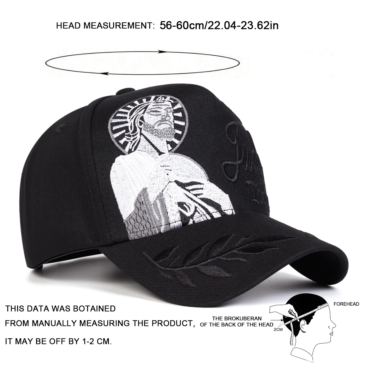 Unisex SAN JUDAS TADEO Baseballkappen mit Buchstabenstickerei, Frühling und Herbst, für den Außenbereich, verstellbare Freizeithüte, Sonnenschutzhut, Sportkappe – Detail 4
