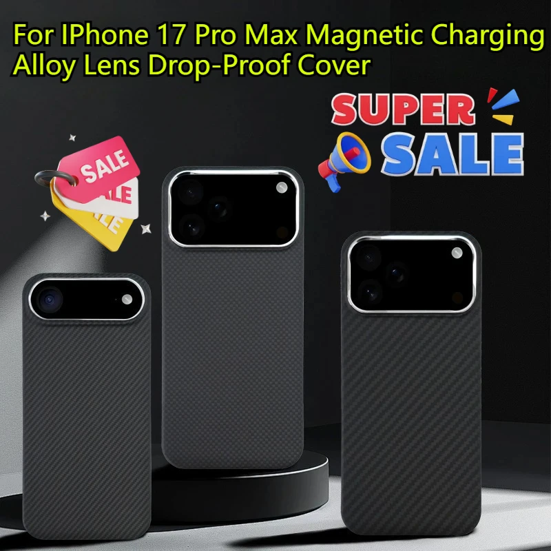 Für IPhone 17 Pro Max Magnetische Lade Legierung Objektiv Drop-Proof Abdeckung Neu für Kevlar Aramid Carbon Faser 1500D Rahmenlose fall