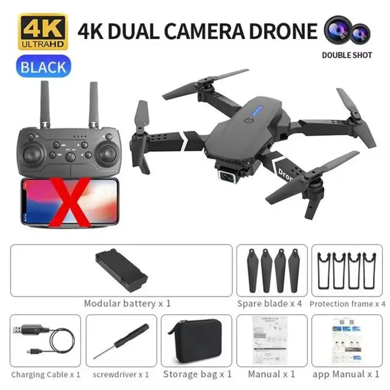 E88 Pro WiFi FPV Drone. Wide-angle HD 4K/1080P Camera, Height Hold, Foldable. Ideal RC Quadcopter Toy for Christmas Boys Gift. image 3