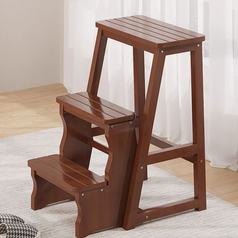 Thickened Portable Ladder Bench Multi-functional Storage High Folding Stool Kitchen Climbing Ladder Chair Balcony Flower Rack