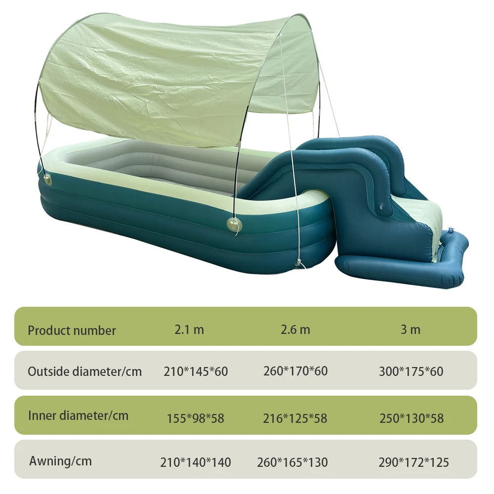 

Утолщенный складной надувной бассейн для семьи с горкой, многофункциональная летняя горка для отдыха на заднем дворе