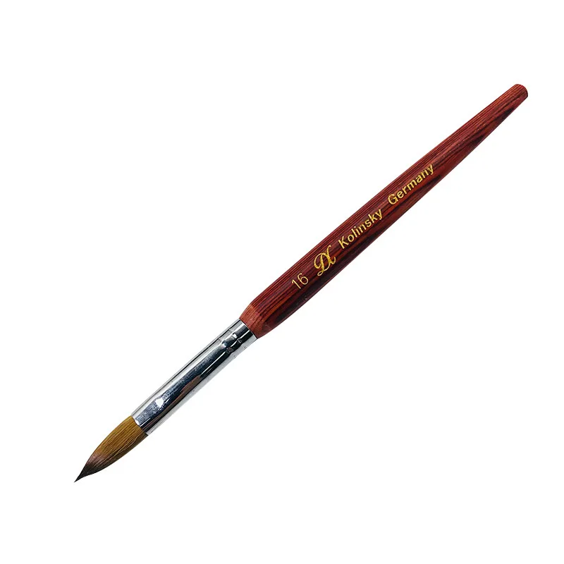 1Pcs 100% Kolinsky Sable Nail Art Brush Acrylic Liquid Powder Tool Wooden Handle Copper Tube For Professional Nail Technicians