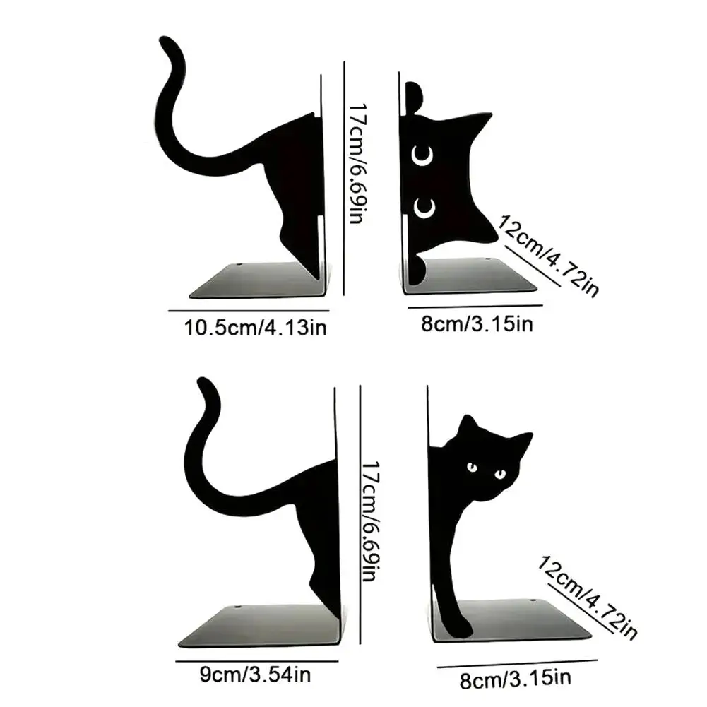 الإبداعية القط Bookend حامل كتب معدني عرض موقف لمكتب رف الكتب مكتب ديكور المنزل التخزين المنظم القرطاسية هدية