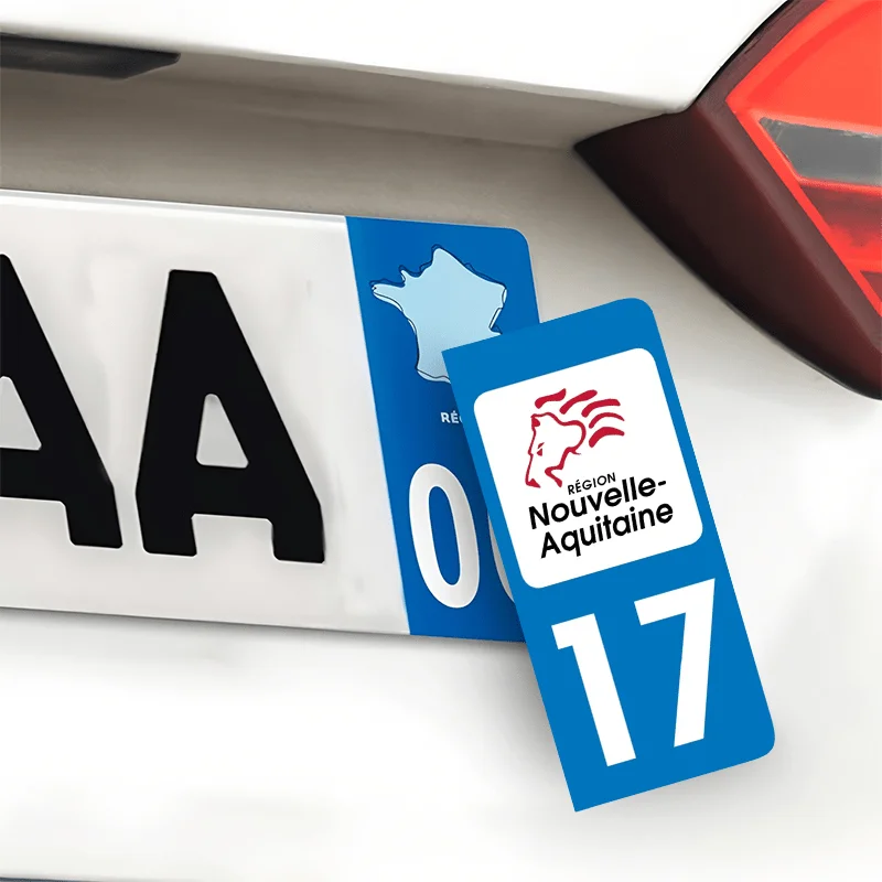 2 Pieces Set New Aquitaine Region 17 Car Stickers, Water Resistant Vinyl Decals for License Plate