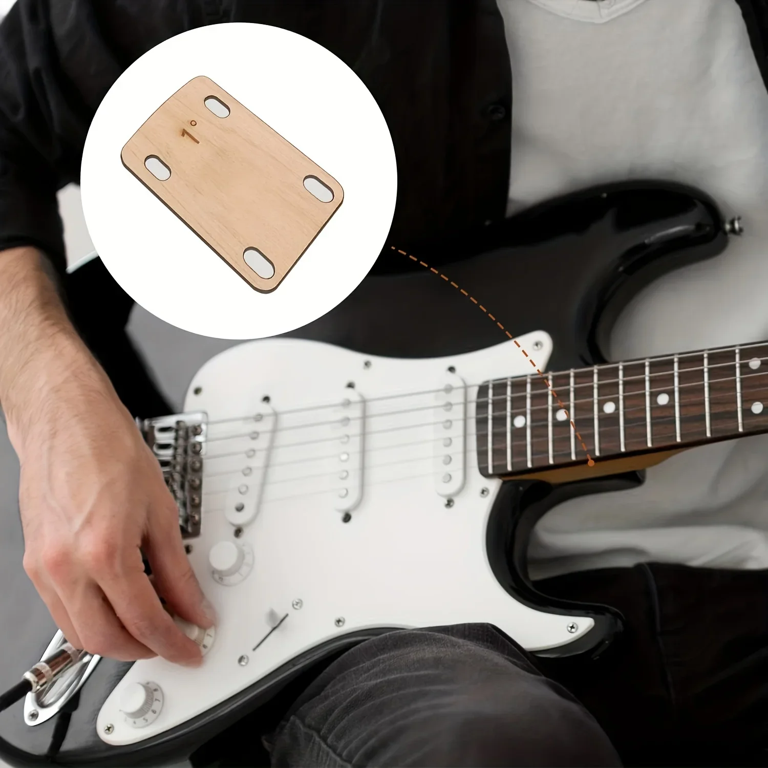 3pcs Guitar Neck Shims, Solid Maple Wood Guitar Neck Shim Protection 0.25, 0.5 and 1 Degree Guitar Neck Plate Tool for Guitar Ba