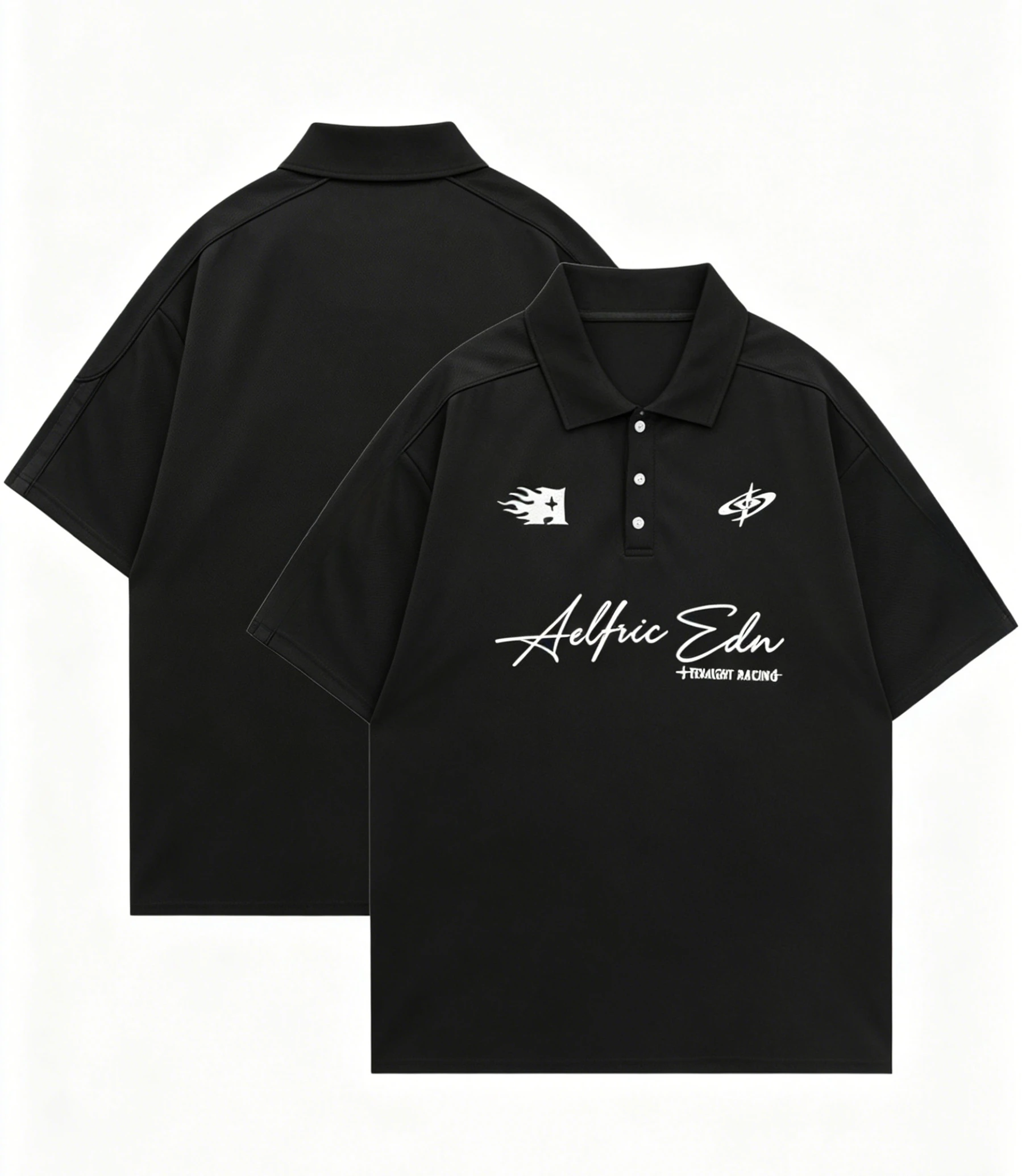 Mens Vintage Letter Polo Tee Oversized Button Collar Graphic Patchwork T Shirt Short Sleeve Summer Tops