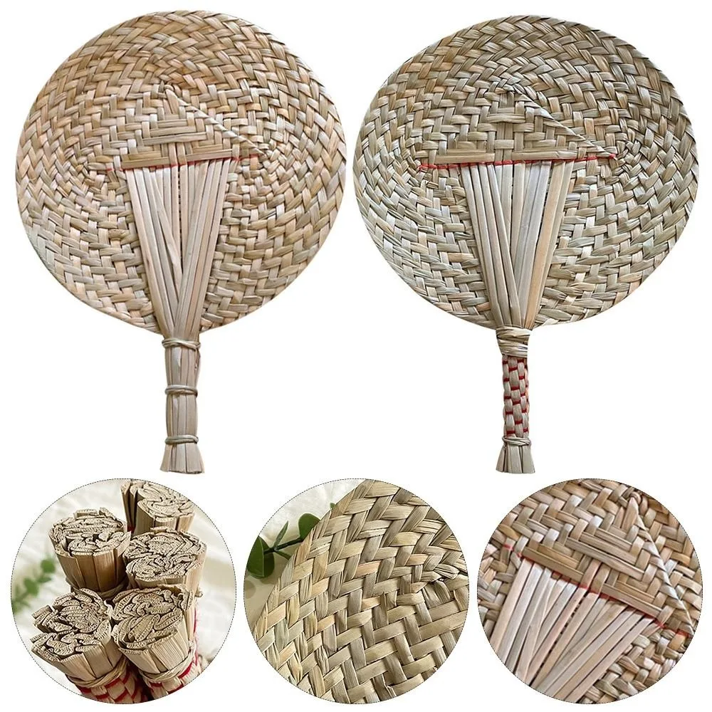 Natural Fans Summer Handheld Cattail Hand Fans Mosquito Repellent Handmade Straw Fan Cooling Supplies