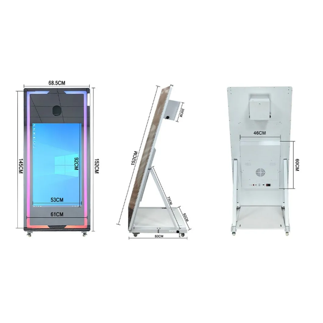 Windows Mirror Photo Booth Machine with HD Camera and Instant Printer Support Third-Party Photo Software Installation for Event