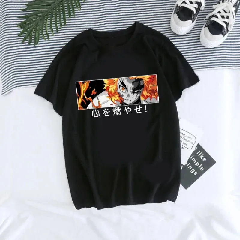 Kaus Wanita Kimetsu Kaus Wanito Printed Harajuku T-shirtWomen's T-Shirt Kaus Grafis Anime Demon Slayer Uniseks Tanjirou Kamado