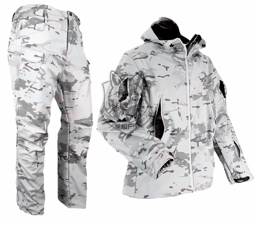 Snow Cp Uniforme de camuflaje Invierno Blanco Grueso al aire libre Incluye chaqueta Pantalones