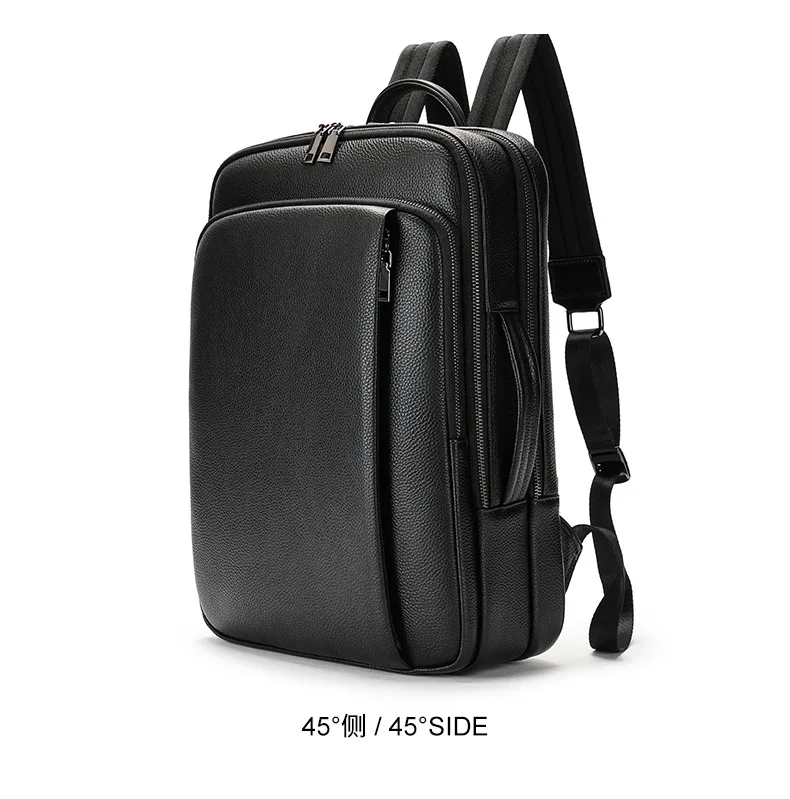 حقيبة ظهر عصرية من جلد البقر الحقيقي للجنسين مقاس 15.6 بوصة للكمبيوتر المحمول والمكتب والعمل حقيبة أعمال للرجال والنساء حقائب ظهر مدرسية للأولاد والبنات #3