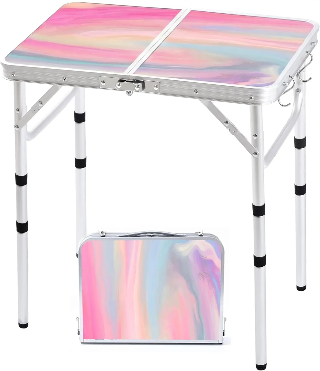 

Складной походный стол 2 фута, регулируемая высота, портативный, легкий, алюминиевый, для улицы, дома, пикника, походов, барбекю, пляжа