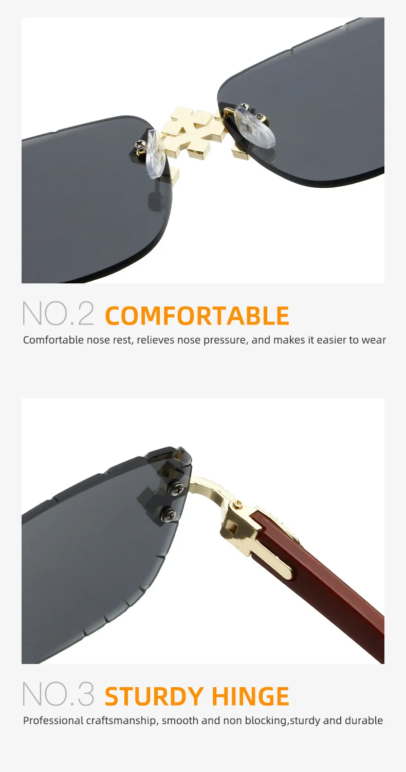 Steampunk Randlose Quadratische Sonnenbrille Männer 2026 Luxus Marke Vintage Schneiden Objektiv Sonnenbrille Für Männliche Trendy Rahmenlose Shades UV400 – Detail 16