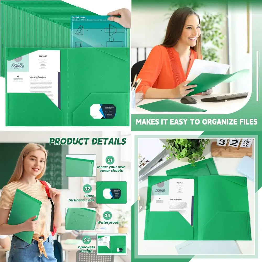 

Plastic Folders with Clear Front Pockets, Heavy Duty, 2 Pockets, Card Slot - Student/Teacher Supplies, Office Presentation, Back