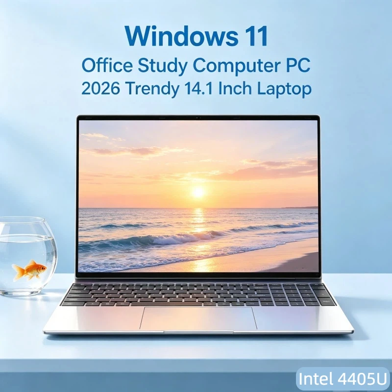 

Sleek 14.1 Inch Ultra Thin 2026 Notebook Win11 Intel 4405U DDR4 16GB RAM 2TB SSD Portable Laptop PC