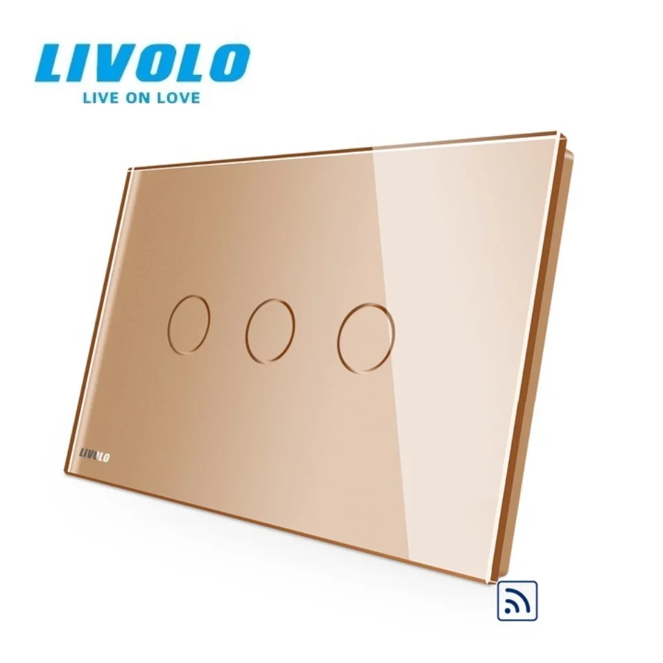 LIVOLO US/AU Standard Wireless Light Switch,Crystal Glass Panel,  Remote Wifi Control Wall Switch 220V/50-60HZ for Smart Life