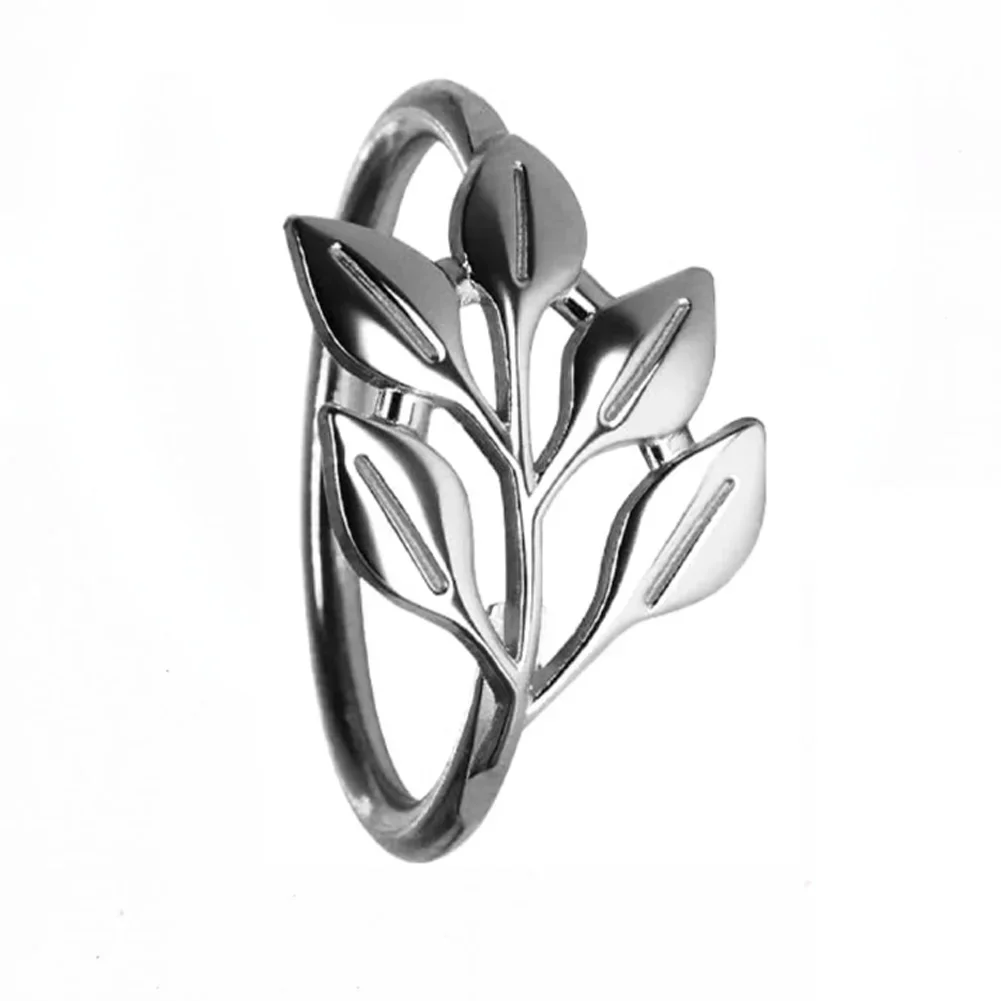 Leaf Design Napkin Rings Set 12 pcs Zinc Alloy Silver Gold 42mm for Table Setting Enhancement Dining and Event Decoration