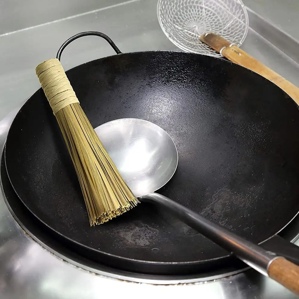 1PC 7 Zoll Länge Wok Pinsel Reinigung Schneebesen Traditionellen Bambus Wok Pinsel Küche Werkzeuge – Detail 5