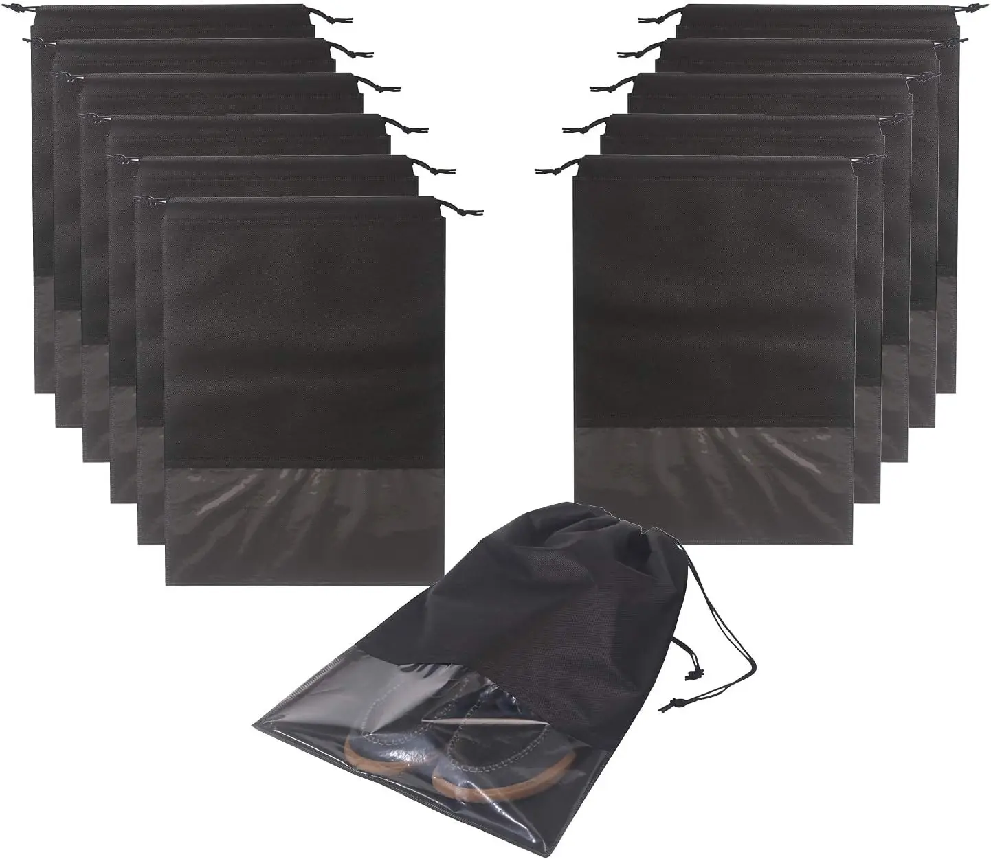 

Набор из 12 дорожных органайзеров для обуви с завязками, большие сумки для хранения для мужчин и женщин, черные