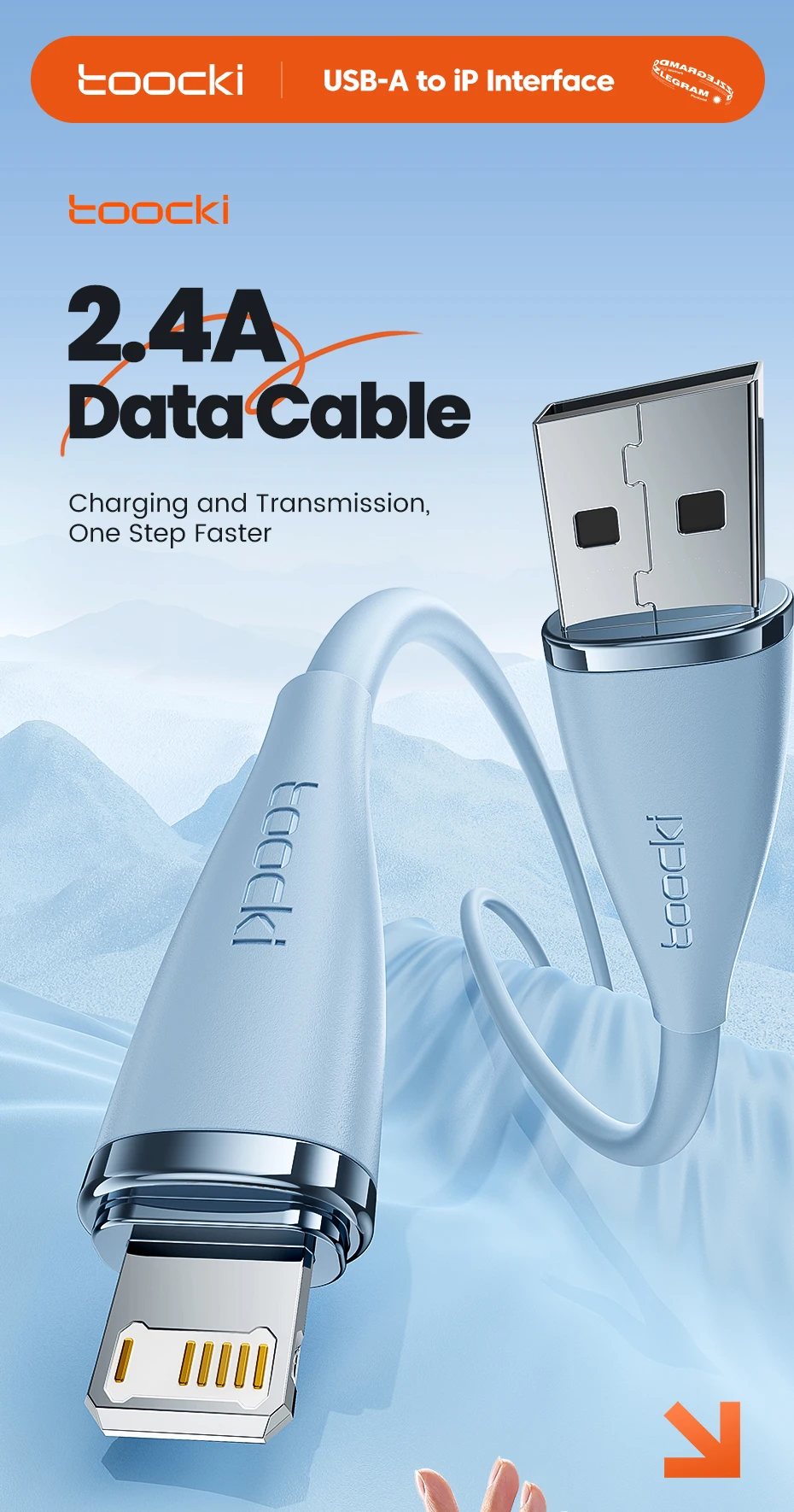 Toocki 2.4A USB Lightning Cable Data Wire for iPhone 14 13 12 Pro Max XR XS 8 7 iPad 9 8 Air 3 AirPods 3 for iPhone Charger Cord