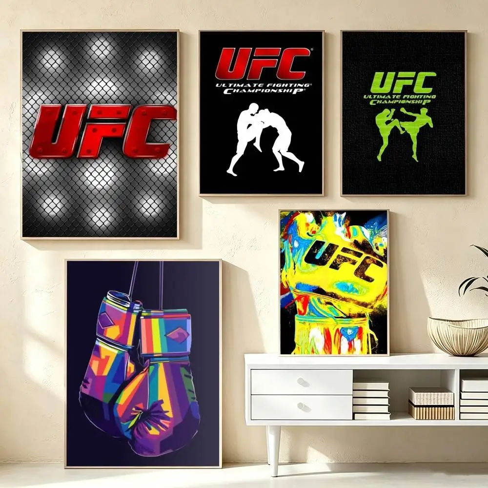 Combat UFC Logo Various  Poster Waterproof Wall Art Sticker For Bar Living Room Vintage Decor High Quality Print Gift