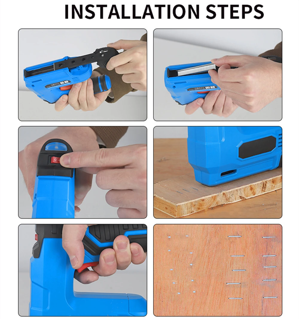 Imagem -05 - Arma Reta Elétrica do Prego sem Fio Handheld Bateria de Lítio Arma Grampeadora Grampeador da Construção Prego Tacker