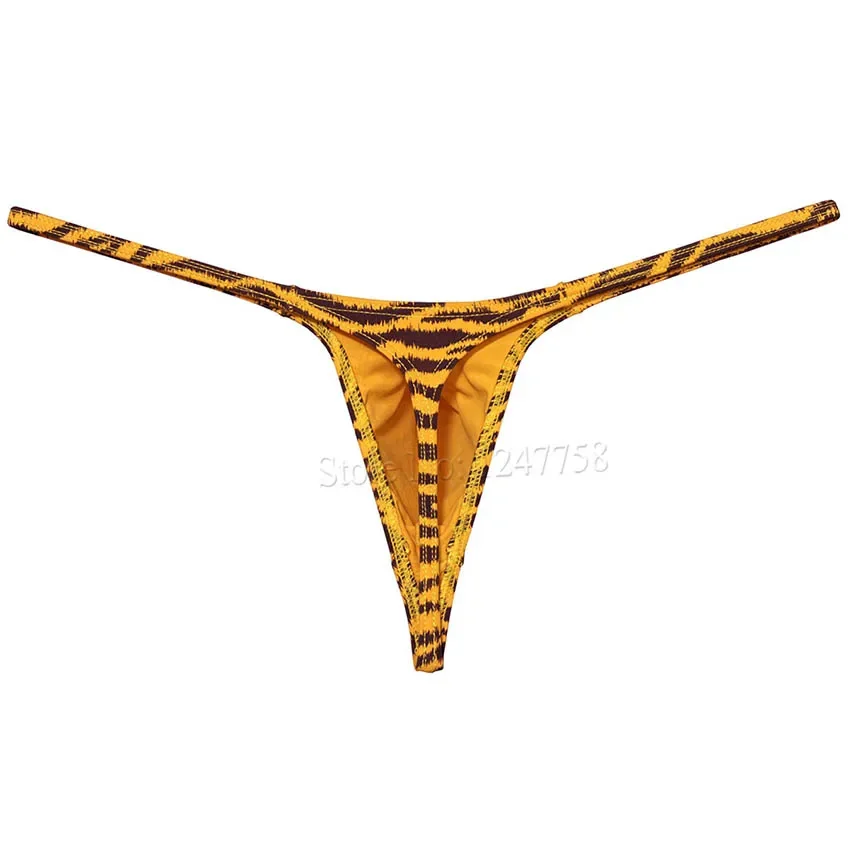 Men\'s Tiger Stripe Micro Thong Underwear Posing Tanga Slingerie For Men Fetish Tiny Slip Swim G-string