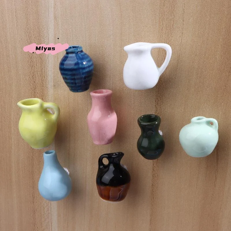 1 stks 3D Stereo Keramische Mini Vaas Model Ins Stijl Woondecoratie Magneet voor Poppenhuis Kleine Koelkast Sticker