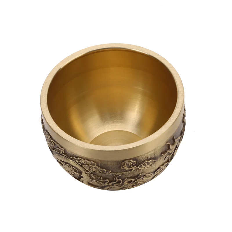 Dragon and Phoenix Bowl Feng Shui Treasure Bowl Vat ottone rame attira ricchezza e buona fortuna ornamenti Desktop studio decorazione
