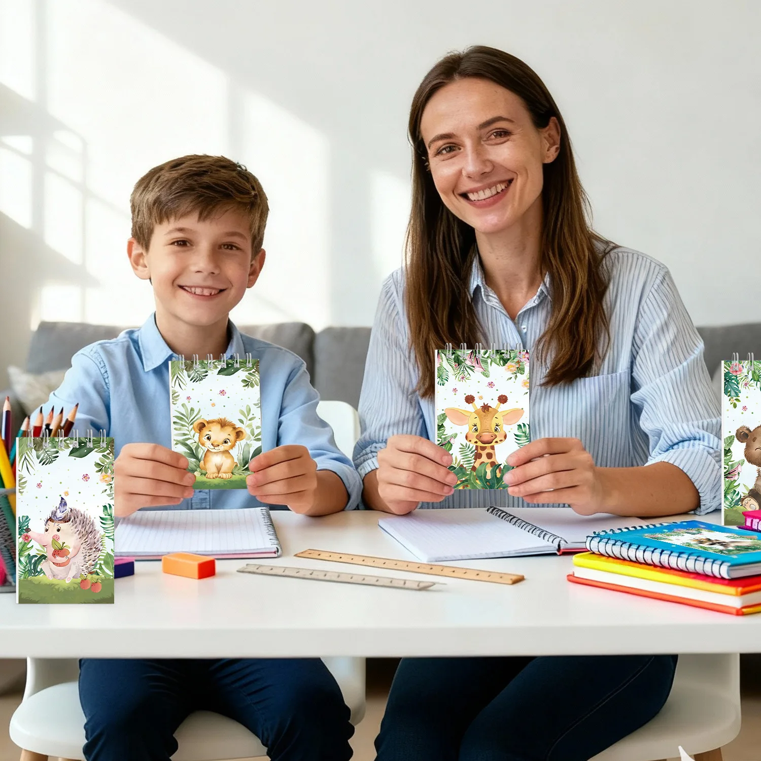 10 Stück tragbares Spulen-Notizbuch mit Cartoon-Dschungel-Safari-Tier, Mini-Notizblock für Kindergeburtstagsfeiern, Gastgeschenke für den Schulanfang – Detail 6