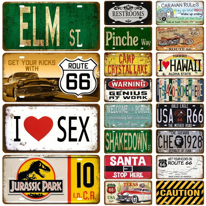 Retro Metal Sign Poster On The Wall Art Route 66 Plate Bar Pub Man Cave Garage Car Tin Sign Vintage Plaque Home Decor Decoration