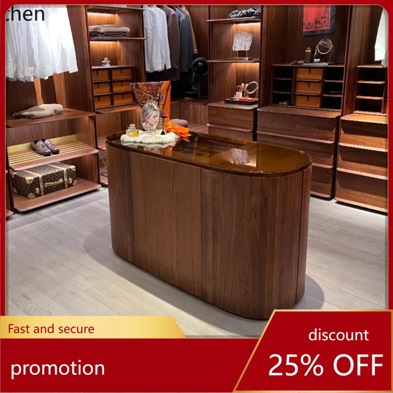 HXL Cloakroom Center Island Jewelry Display Cabinet Solid Wood Storage Chest