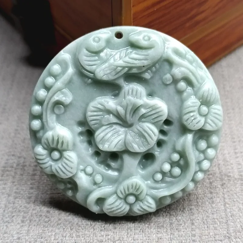 

Exquisite Fashion Ethnic Style Flower Round Jade Pendant