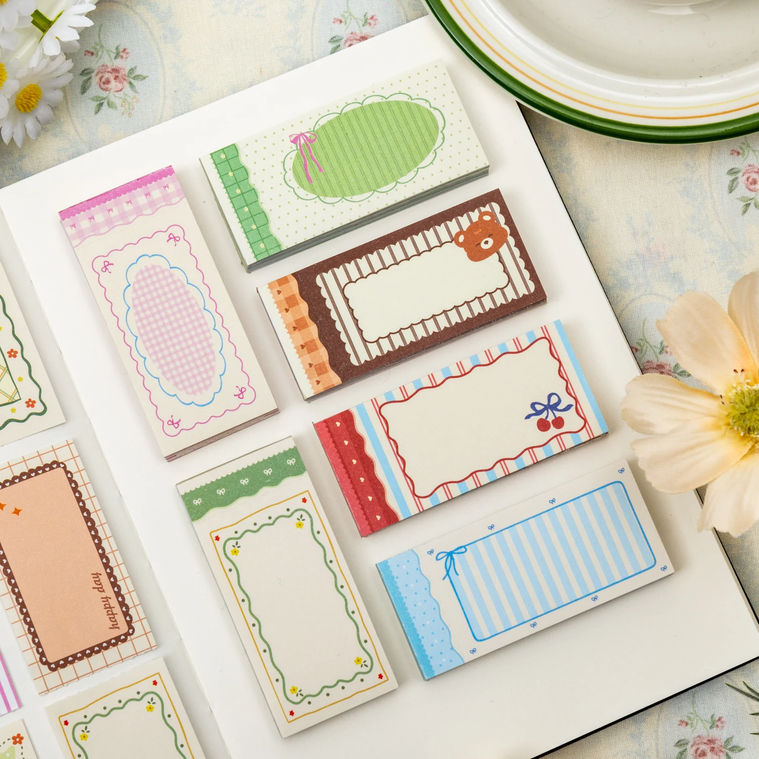 Flower Field Notes Series Cute Lace Border Landscape Sticker Book Creative DIY Journal Material Collage Stationery