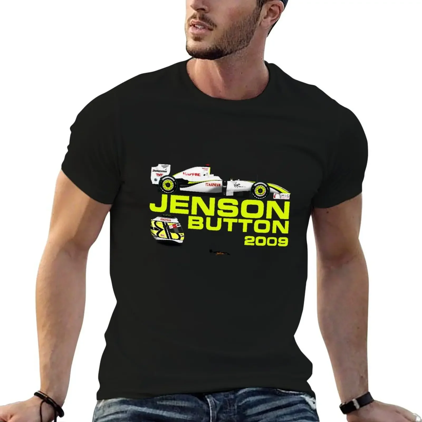 Jenson Button - Brawn BGP001 - 2009 World Champion T-Shirt korean fashion graphics graphic shirts cotton t shirt men