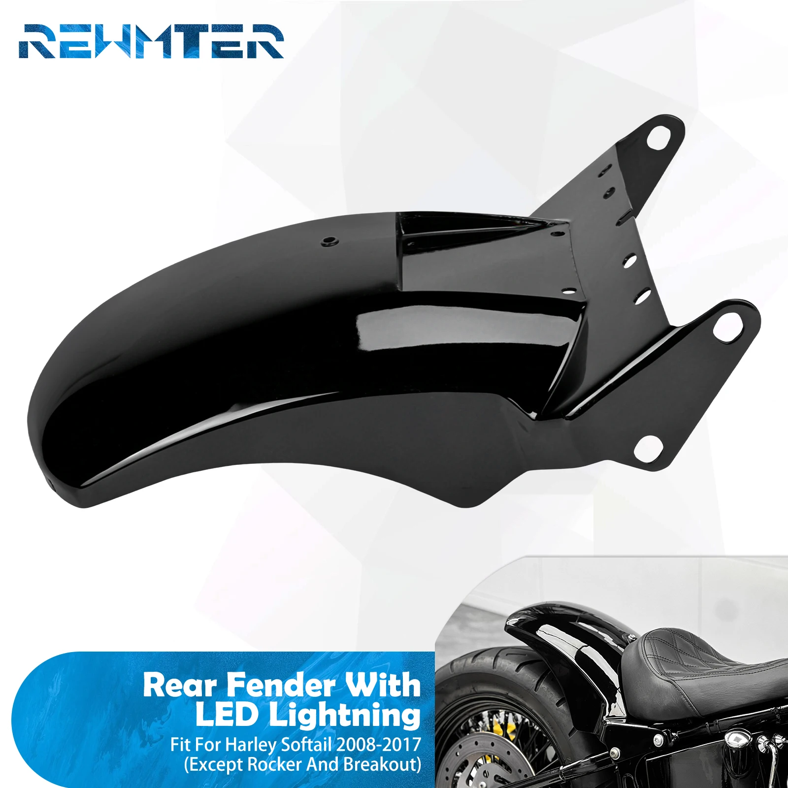 

Motorcycle Rear Fender Mudguard With Brake&Turn Lights Running LED Lighs For Harley Softail Fat Boy Deluxe Heritage 2008-2017