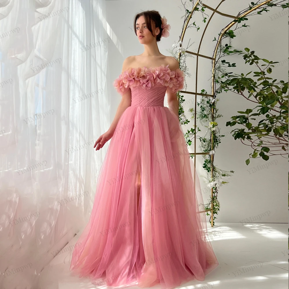 تول الزهور قبالة الكتف فستان حفلة موسيقية للنساء الجانب سبليت ألين الرعوية فساتين السهرة vestidos de fiesta أنيقة مخصصة #3