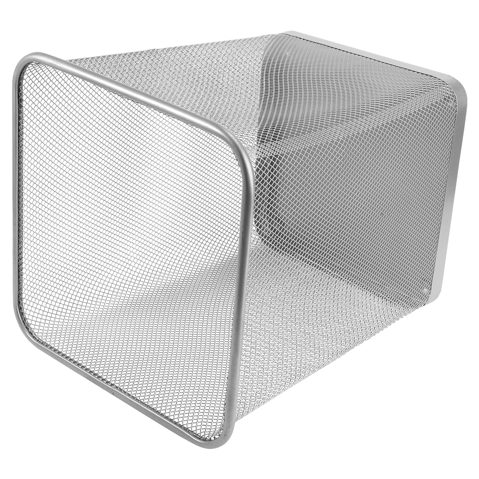 

Metal Trash Can Small Square Silver Waste Bin Iron Baking Varnish Leak Proof Waterproof No Rust Office Home Kitchen