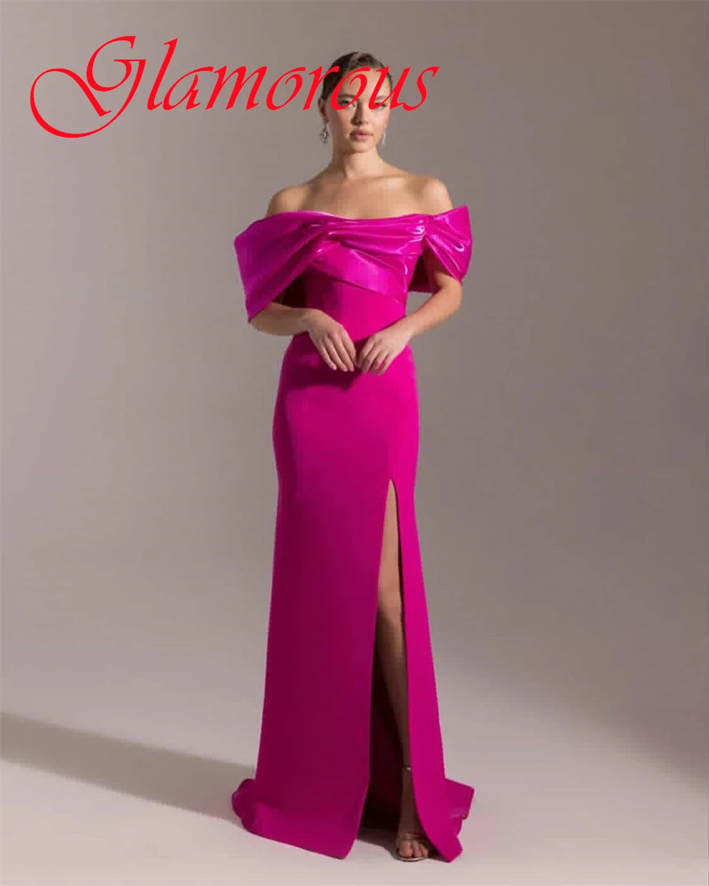 맞춤형 우아한 핑크 저지 이브닝 드레스 우아한 우아한 끈이 없는 캡 슬리브 칵테일 드레스 고품질 파티 드레스