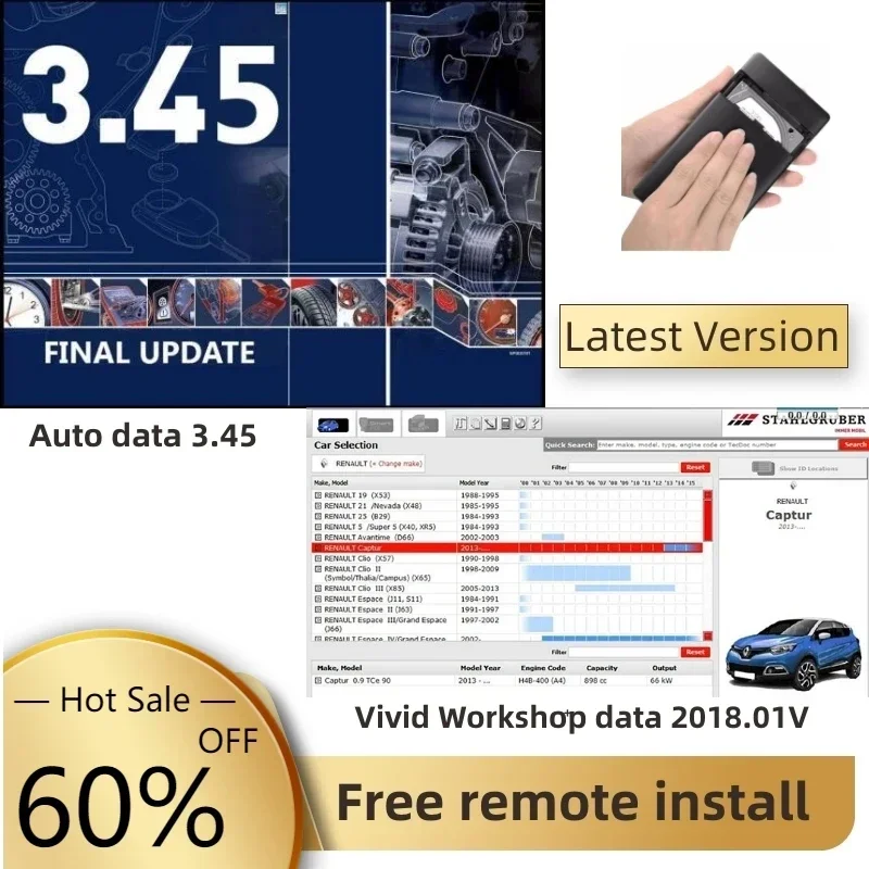 2024 Hot Auto Data 3.45 English Vivid Workshop Data Atris Stakis 2018.01V Diagnostic Tool Auto Repair Software Multi -languages