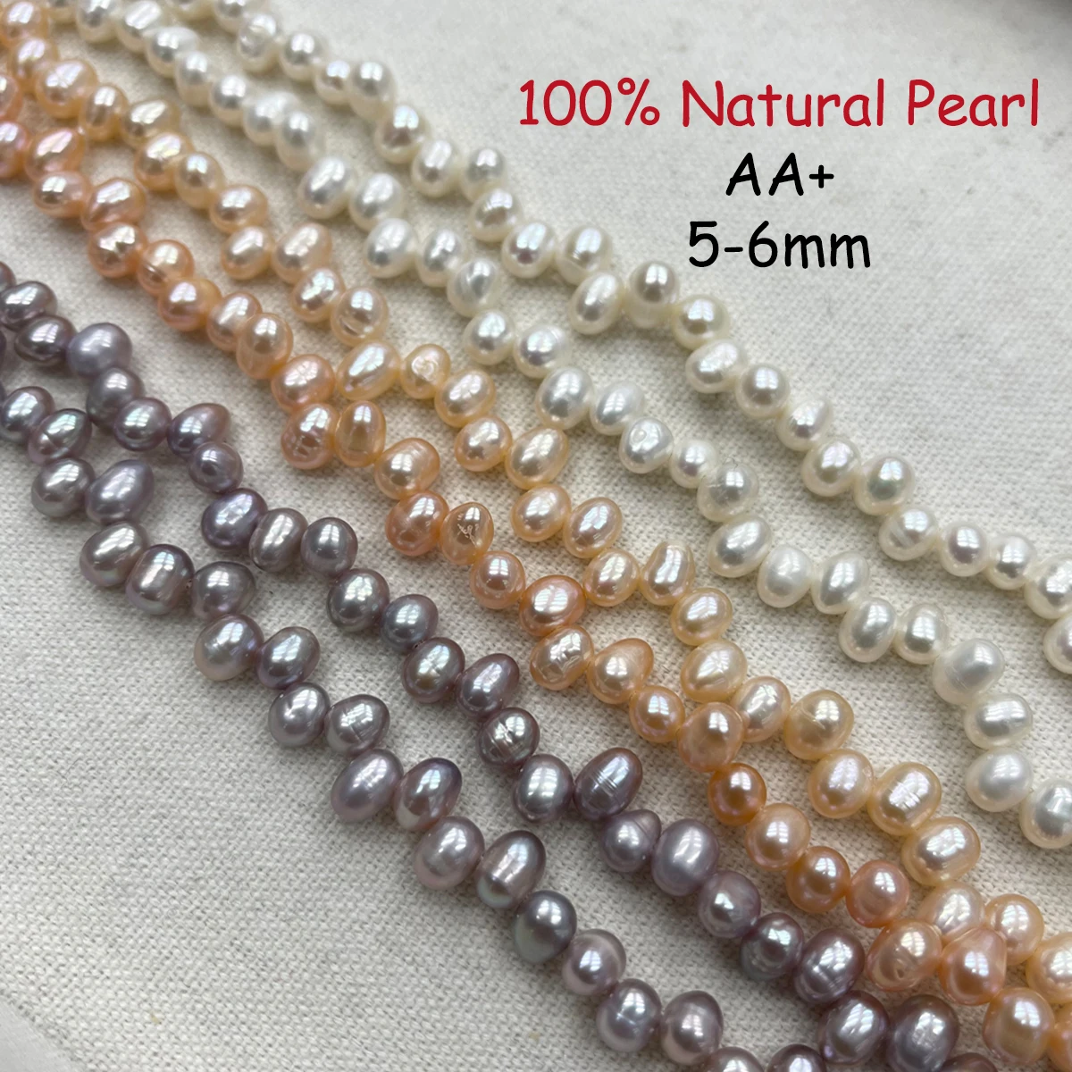 

AA+ 5-6mm Natural Freshwater Pearl Rice Three-Seven Hole Beads for Jewelry Making DIY Accessories Necklace Beaded Supplies