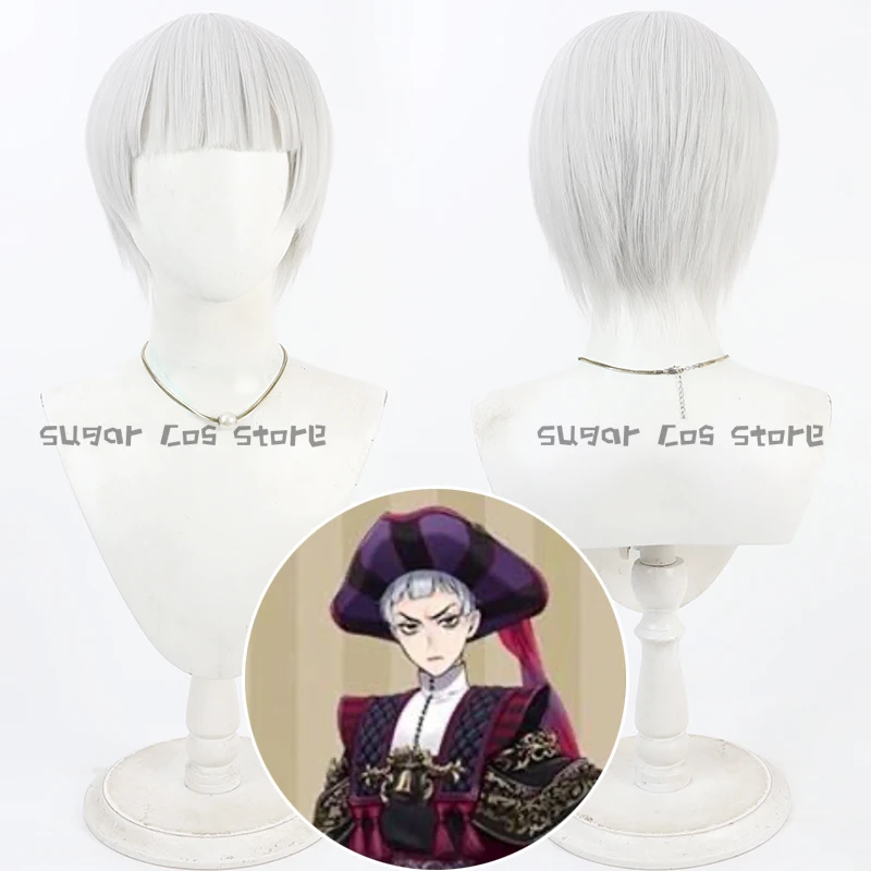 

Аниме Twisted Wonderland Rollo Flamme, парик для косплея, серебристо-белое термостойкое волокно, синтетические волосы, Хэллоуин, ролевая вечеринка