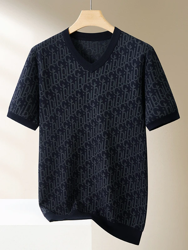 

Мужской вязаный свитер свободного кроя с V-образным вырезом, больших размеров, модный повседневный зимний топ из комфортной мягкой смесовой ткани (полиэстер)