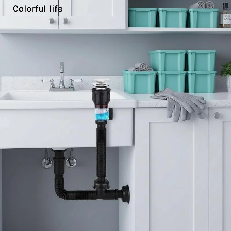 

Universal Flip Stainless Steel Washbasin Washbasin Sink Wall Drainage Pipe Kitchen Bathroom Accessories Anti Odor Drainage Pipe