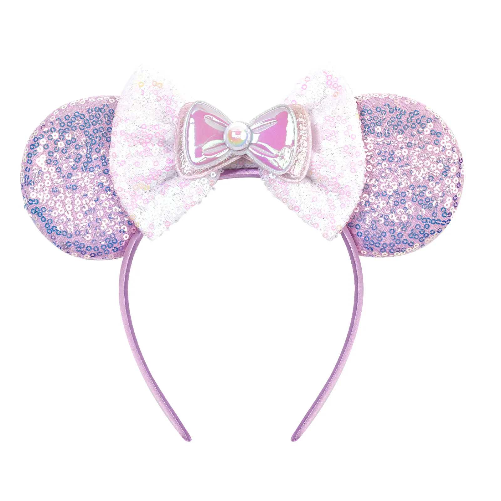 Meerjungfrauen-Mausohren-Stirnbänder, Meerjungfrauen-Serie für Damen, Party-Haaraccessoires, Charakter-Maus-Pailletten-Schleifen-Haarband, Kindergeschenke – Detail 10