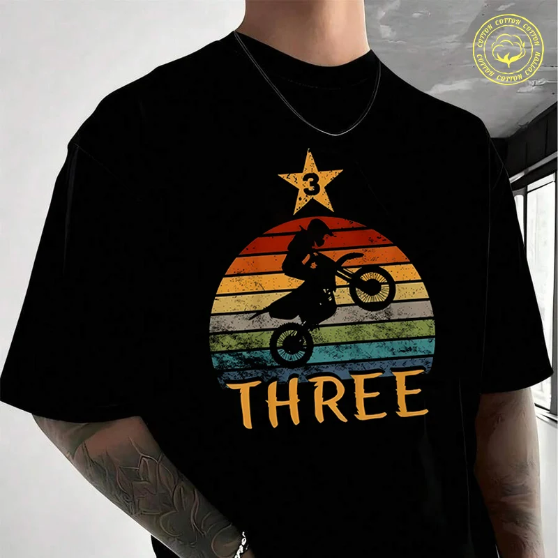 

Мужская футболка с надписью "Bike Birthday 3 Year Old Biker 3rd Birthday", повседневная футболка из высококачественного хлопка с круглым вырезом и короткими рукавами