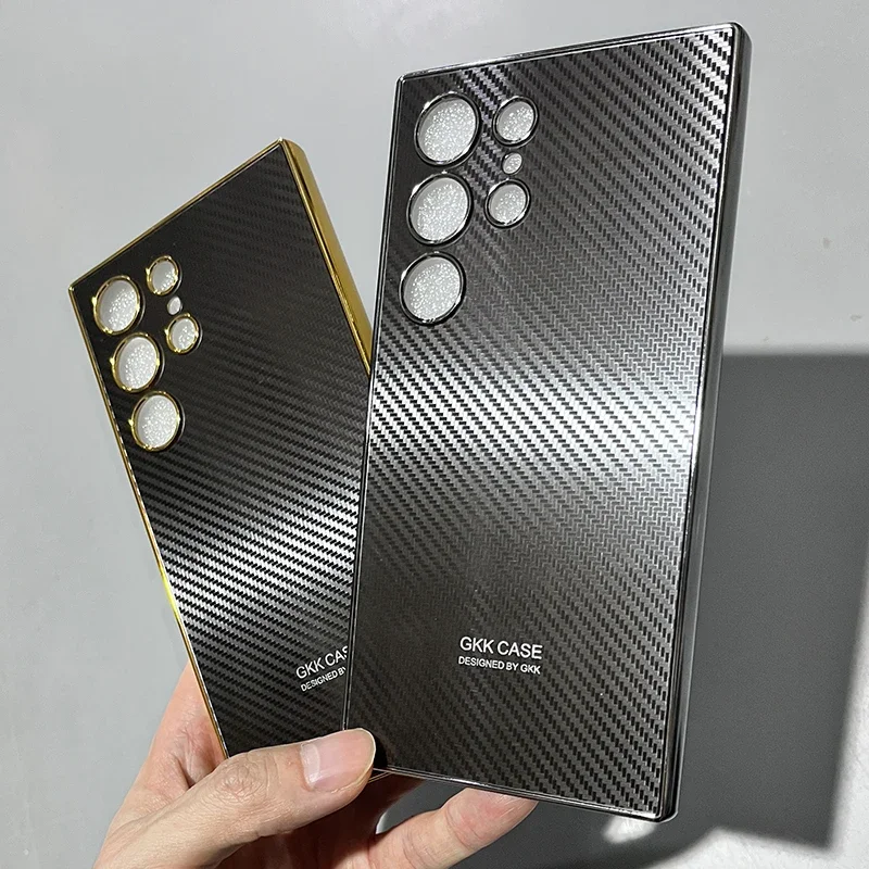 

Carbon Fiber Painted Frosted Case For Samsung Galaxy S24 Ultra Luxury Plating Soft Frame Cover For Galaxy S24 Ultra Case Coque