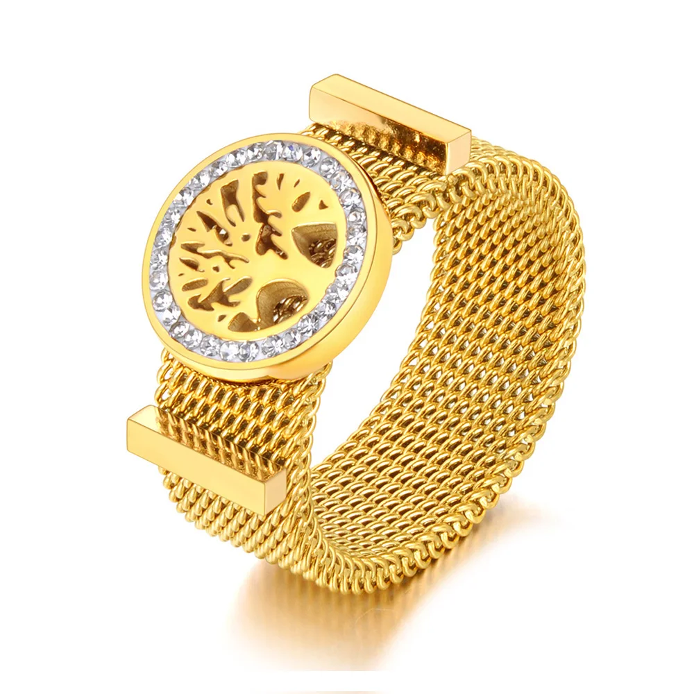 Women's Roman Numerals Network Chain Titanium Ring