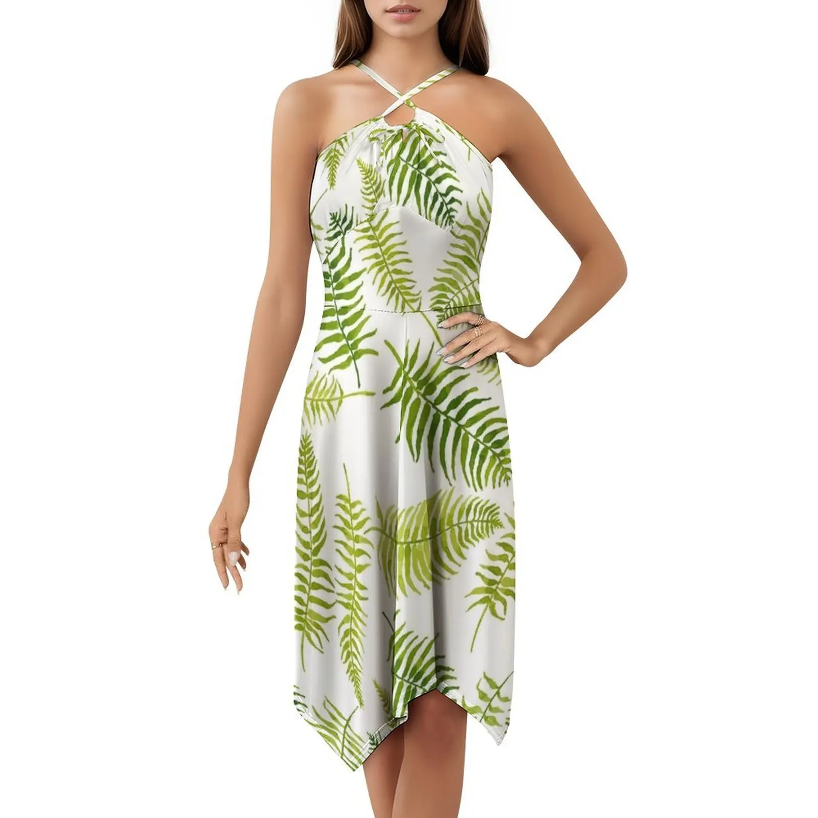 فستان فرن ليملايت بوهو أنيق أنيق لحفلات الزفاف على الشاطئ وحفلات السرخس ومحافظ السرخس Much Fern فستان نسائي