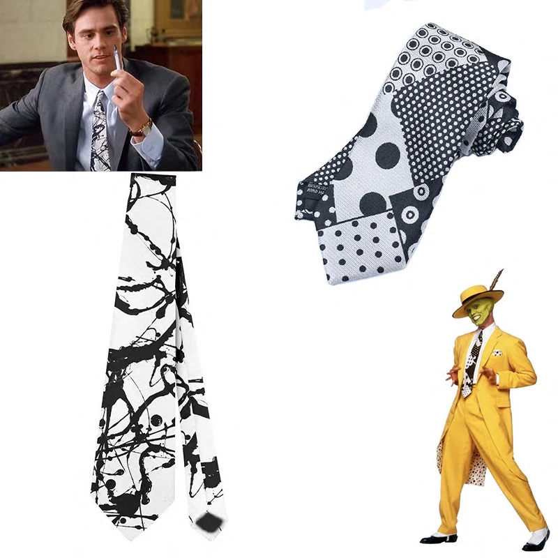 ربطة عنق القناع التأثيرية JimCarry Stanley Ipkiss ربطة عنق بنمط غير منتظم إكسسوارات قميص حفلة عيد الميلاد هدية الهالوين